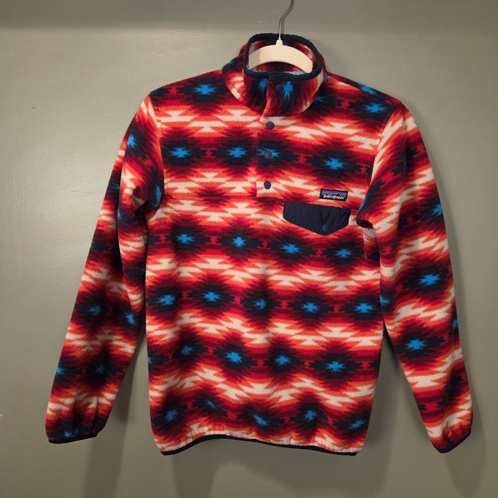 Patagonia Women's Synchilla Aztec‎ Print Fleece Sweater Oversize Fit, Size XS